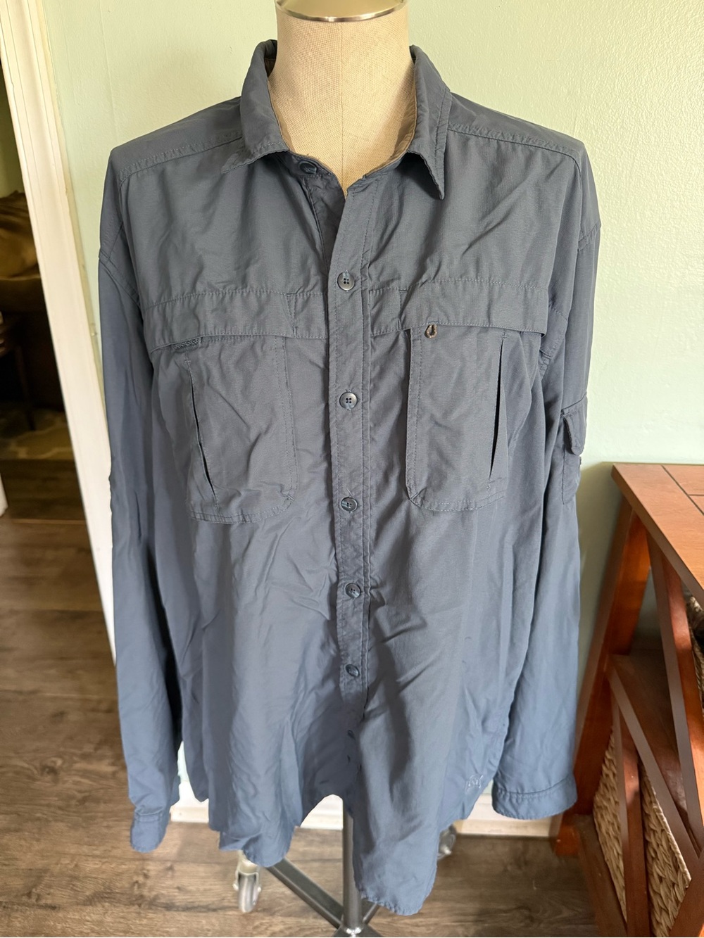 REI Coop Men’s Blue Vented Long Sleeve Hiking Fishing Shirt Size XXL